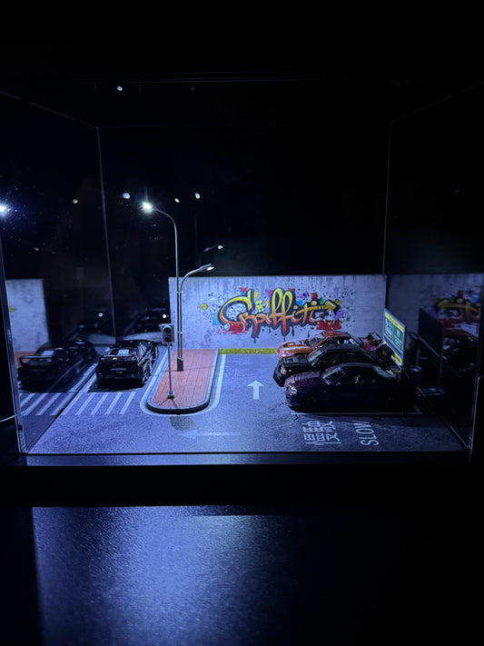 Vitrine diorama rue éclairé | 1/64