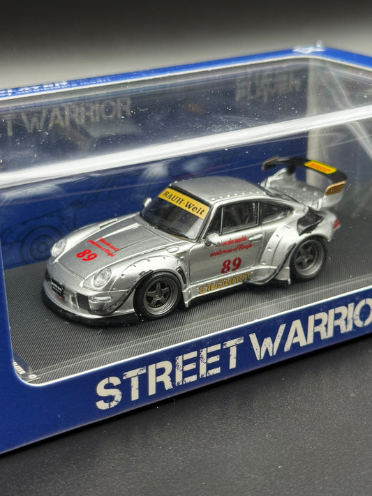 Porsche 993 RWB – Street Warrior × Ghost Player | Silver #89 | 1:64 | Limited Edition 129/499