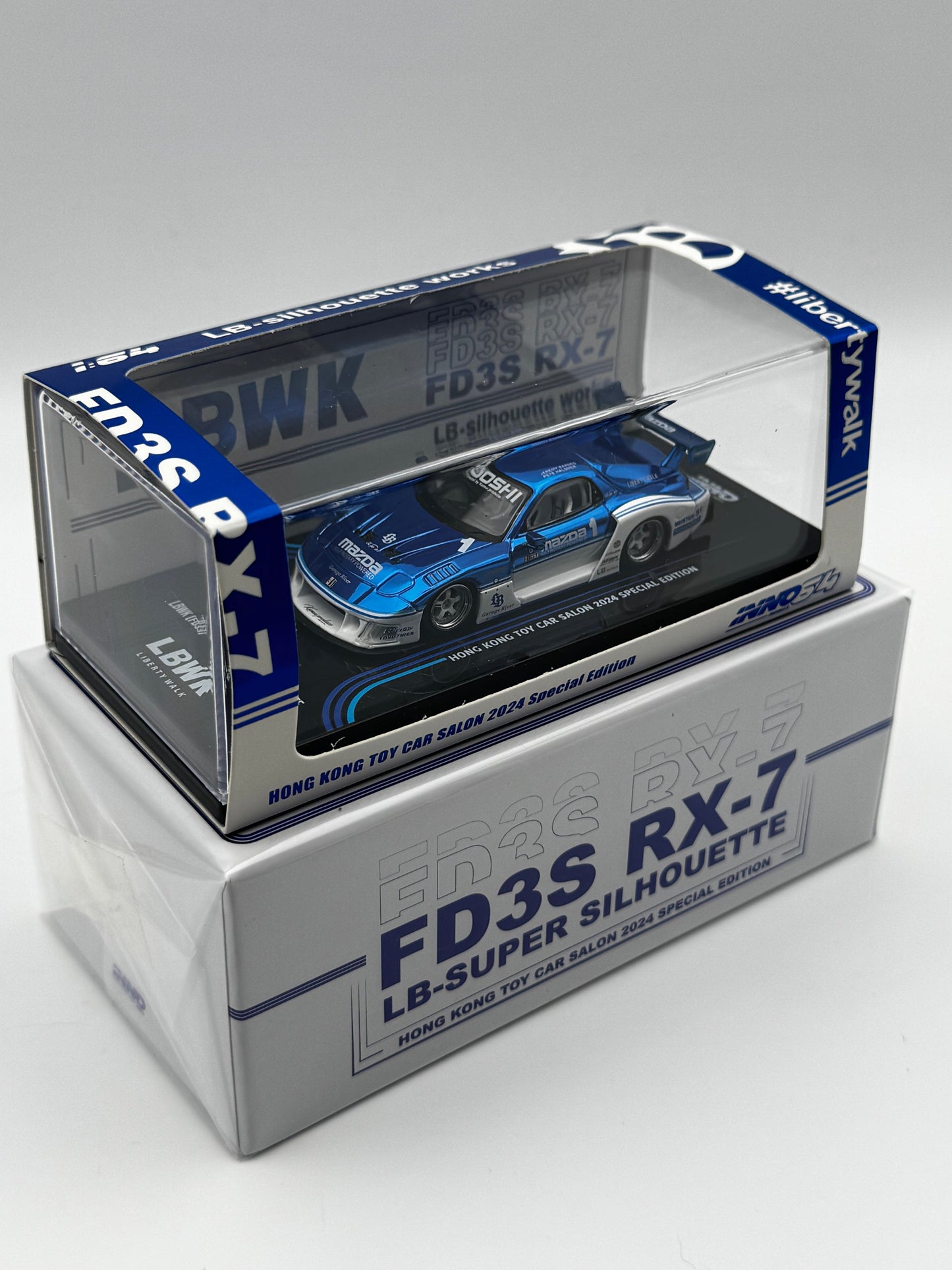 Mazda RX-7 FD3S LB-Super Silhouette – Hong Kong Toy Car Salon 2024 Special Edition (Chase – Blue Chrome) INNO64 SVRdiecast