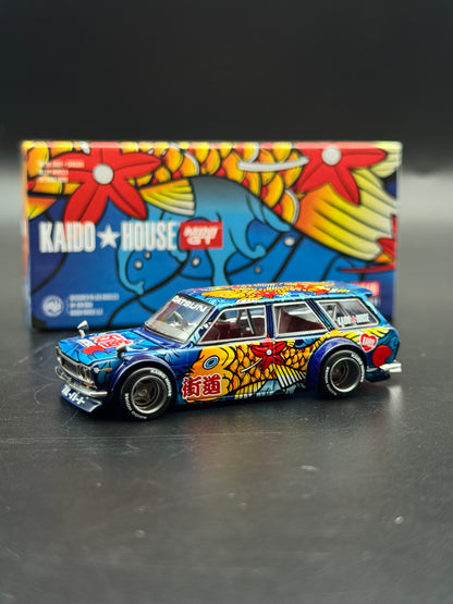 Kaido House x Mini GT - Datsun KAIDO 510 Wagon Koi Wagon V1 - Blue