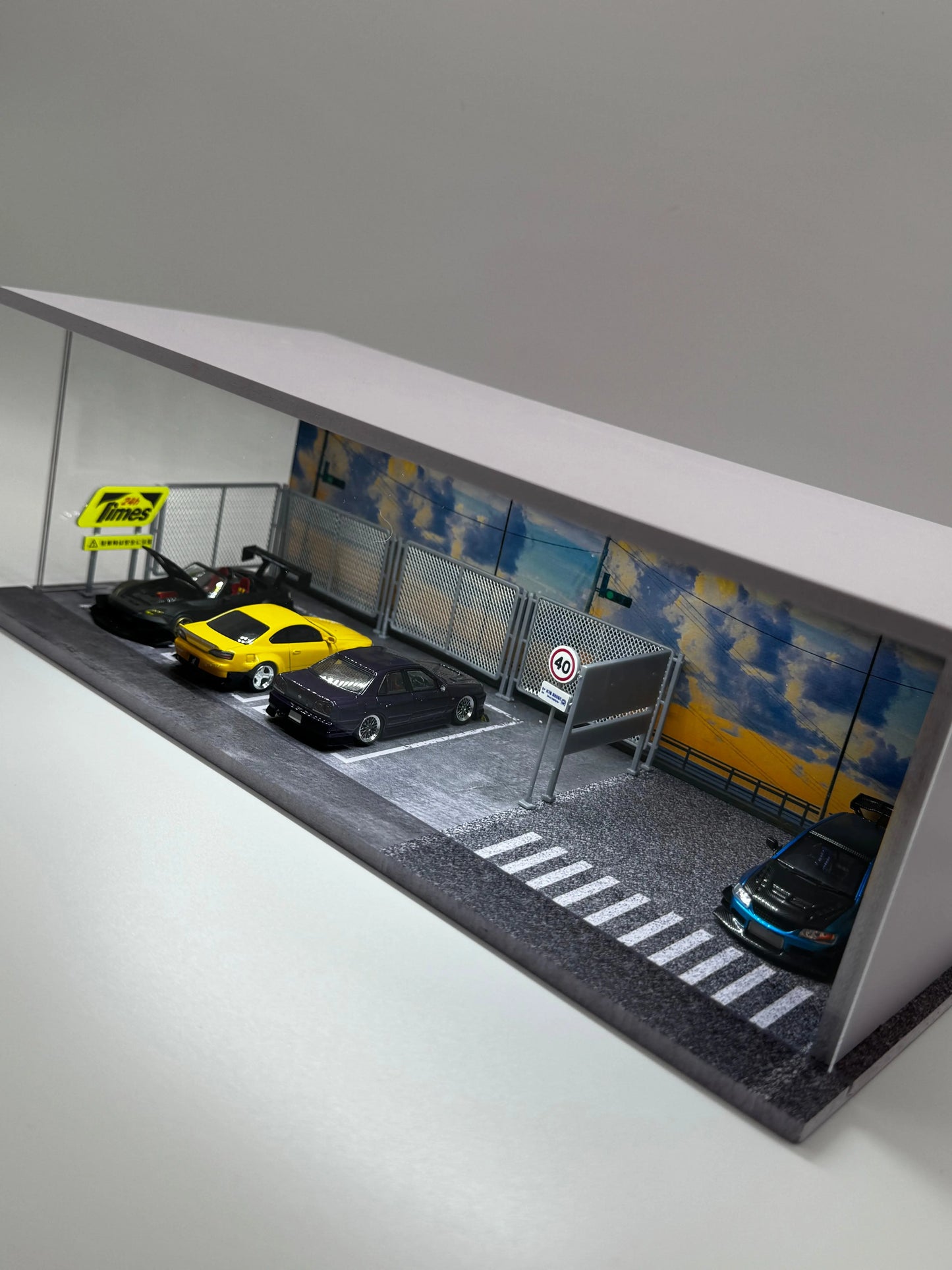 Diorama parking street eclairé Led SVRdiecast