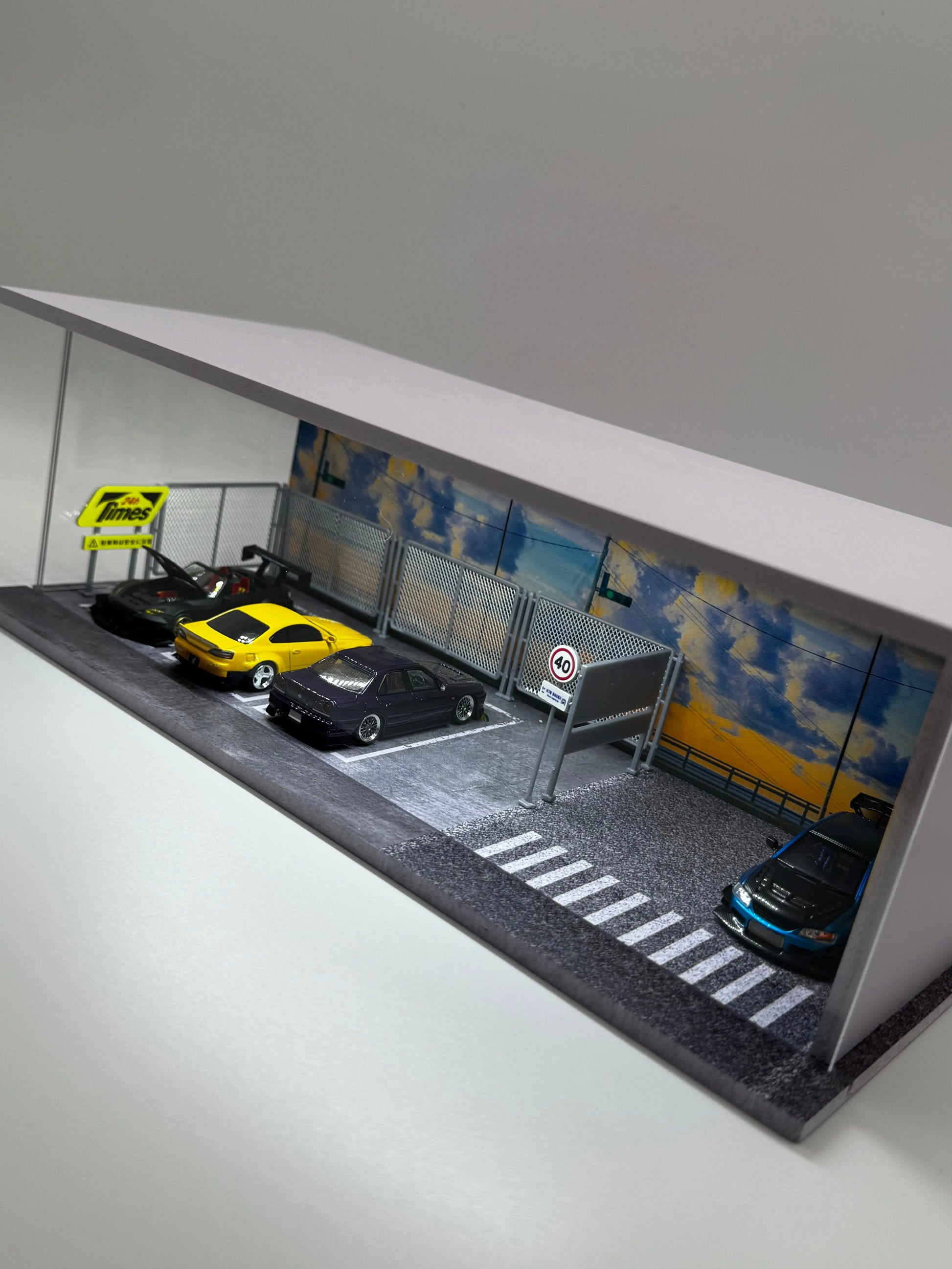 Diorama parking street eclairé Led SVRdiecast