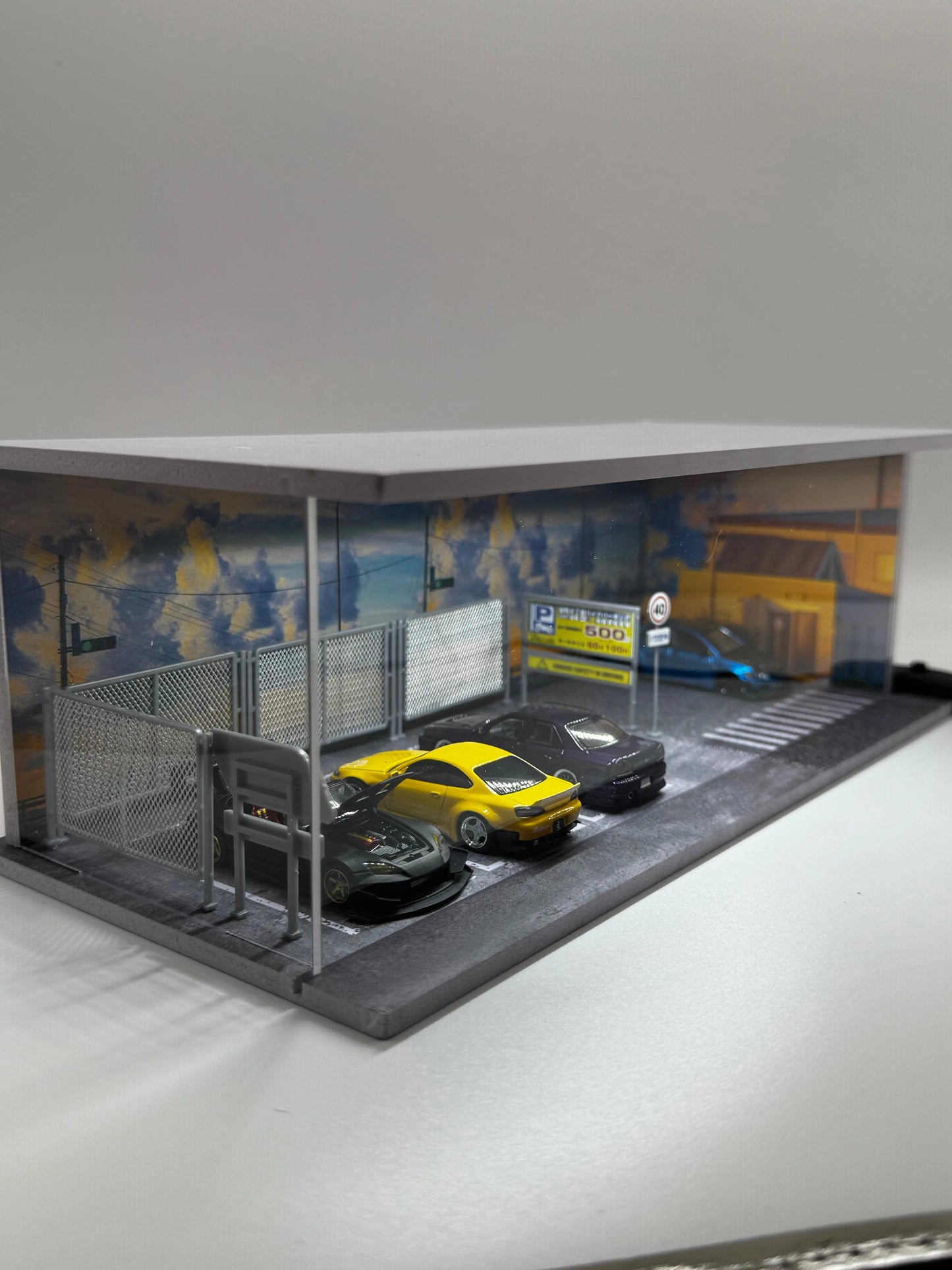 Diorama parking street eclairé Led SVRdiecast