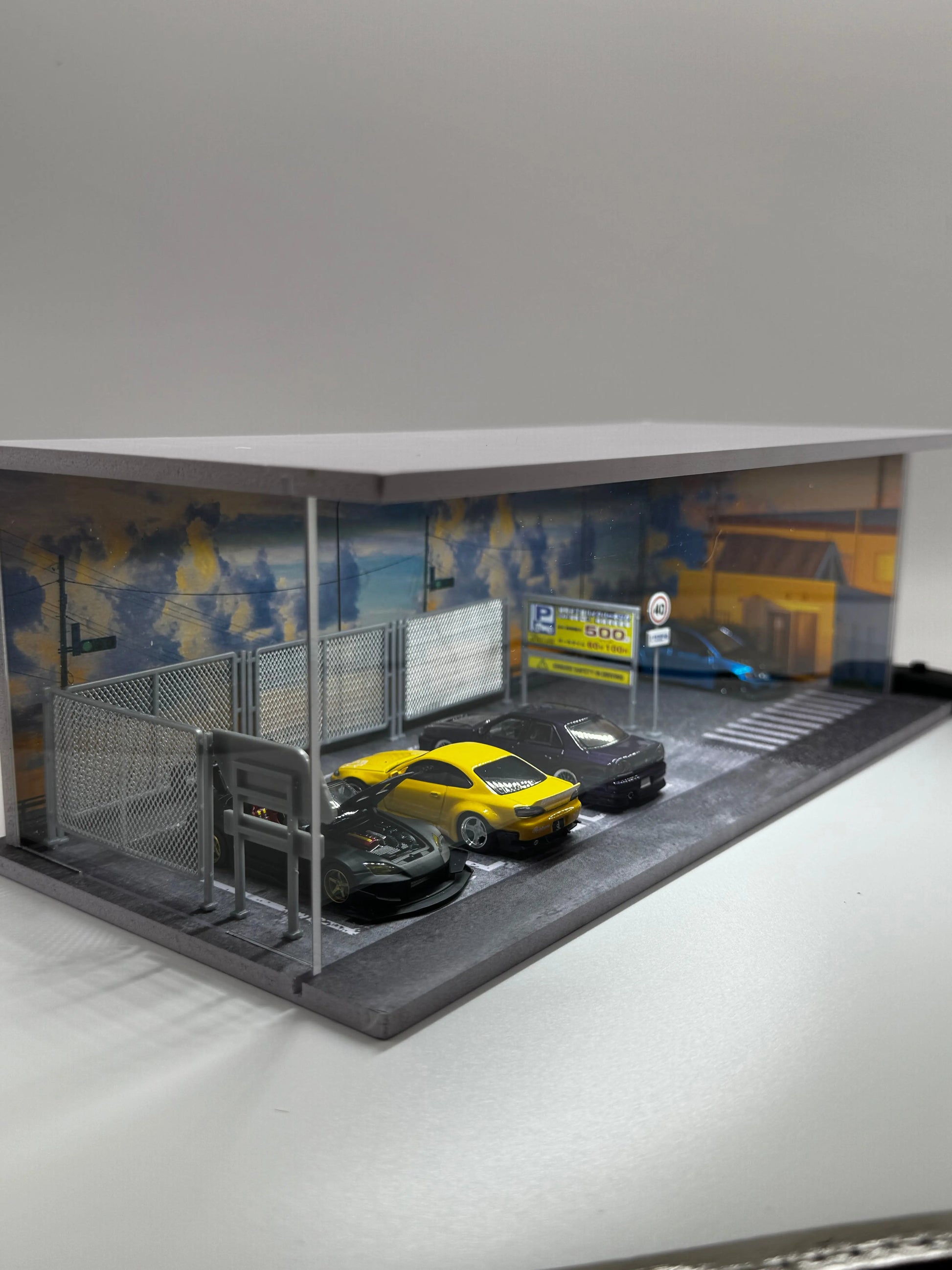 Diorama parking street eclairé Led SVRdiecast