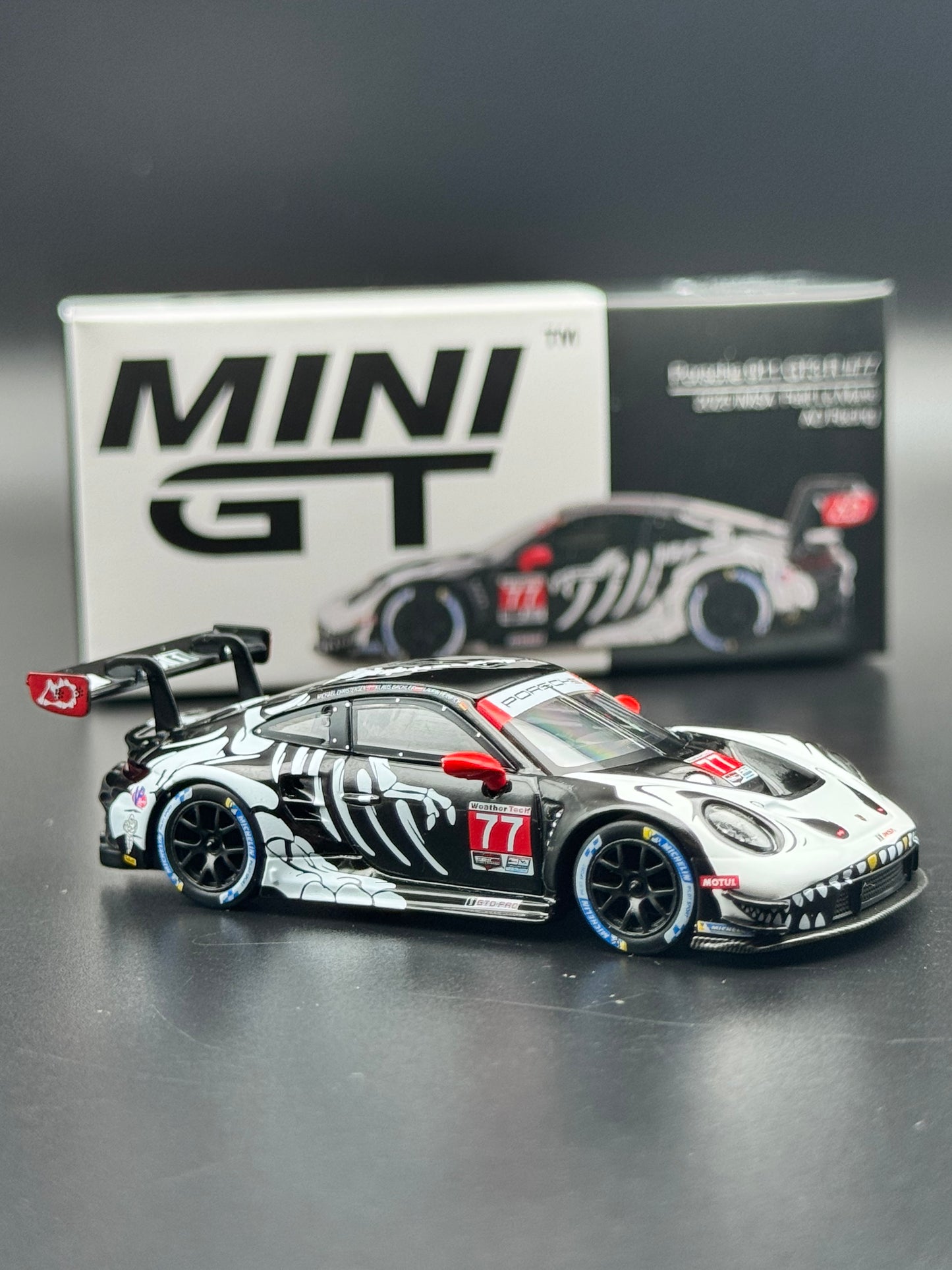 Porsche 911 GT3 R #77 AO Racing - 2023 IMSA Petit Le Mans - MINI GT