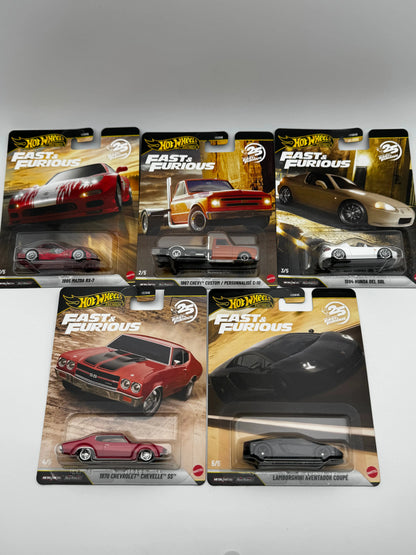 Série Complète Fast & Furious 25th Anniversary – Hot Wheels Premium 1:64 | 5 Modèles (inclus Chase) SVRdiecast