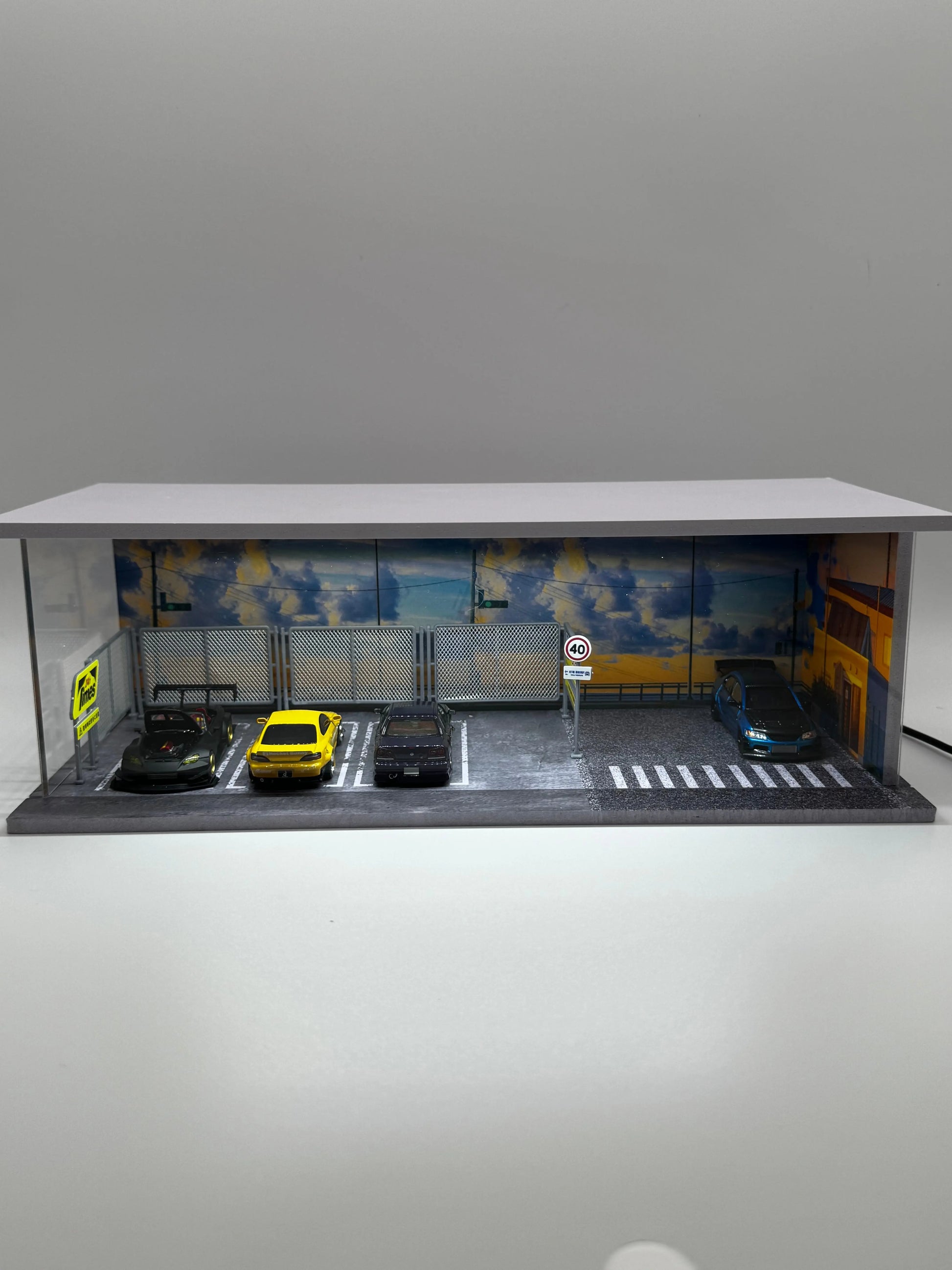Diorama parking street eclairé Led SVRdiecast