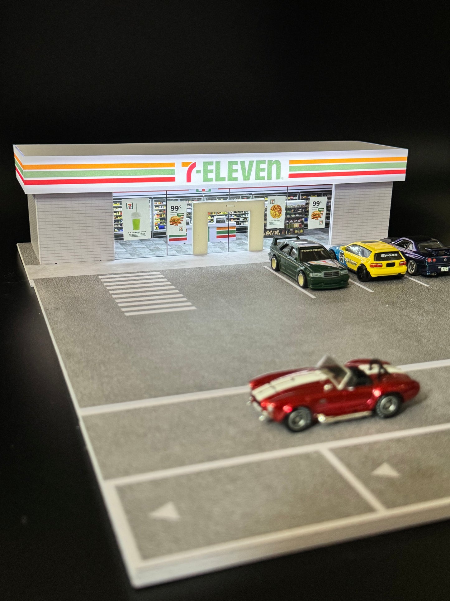 Diorama 7-Eleven – Décor Miniature 1:64 avec Éclairage LED