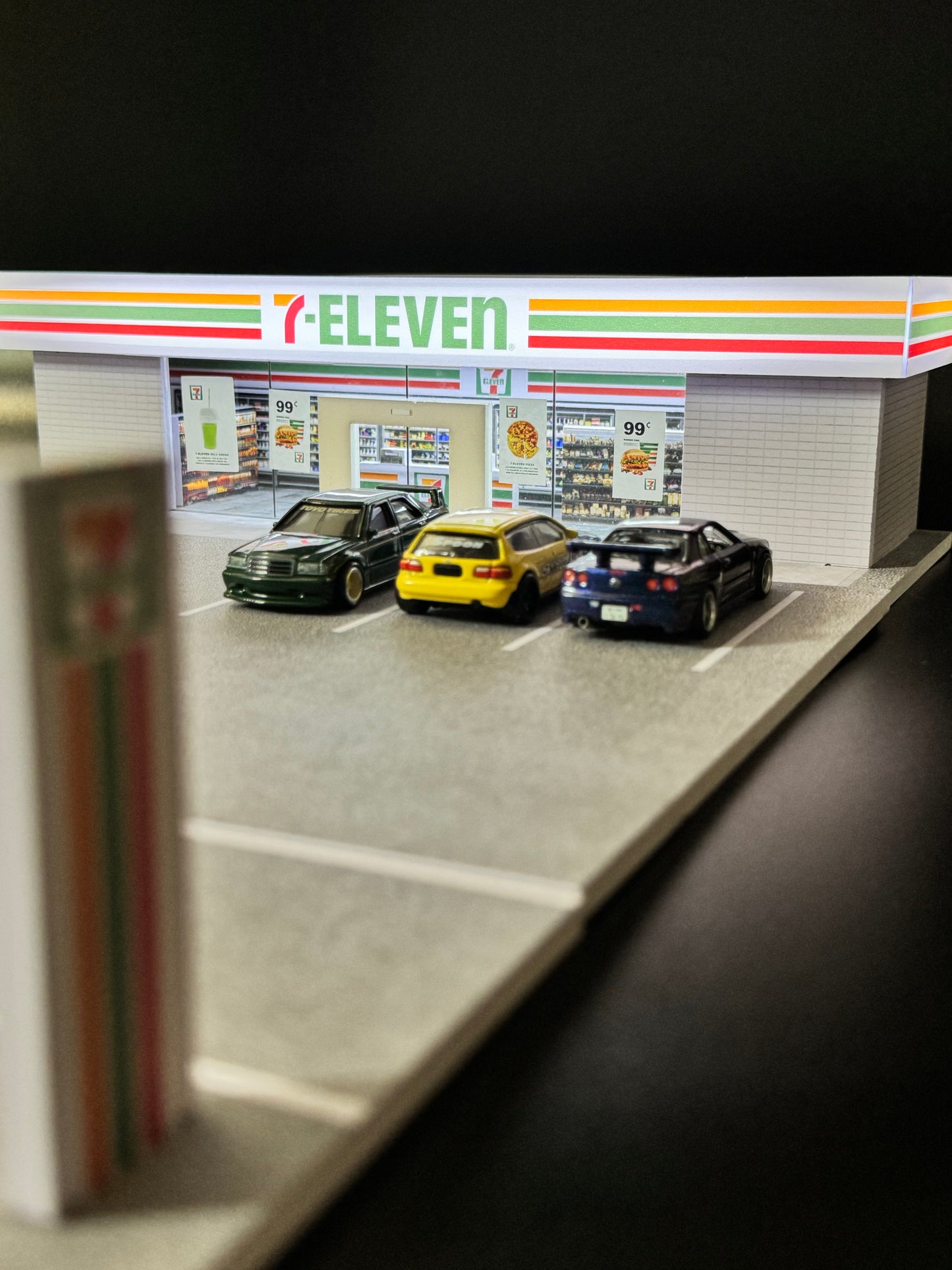Diorama 7-Eleven – Décor Miniature 1:64 avec Éclairage LED