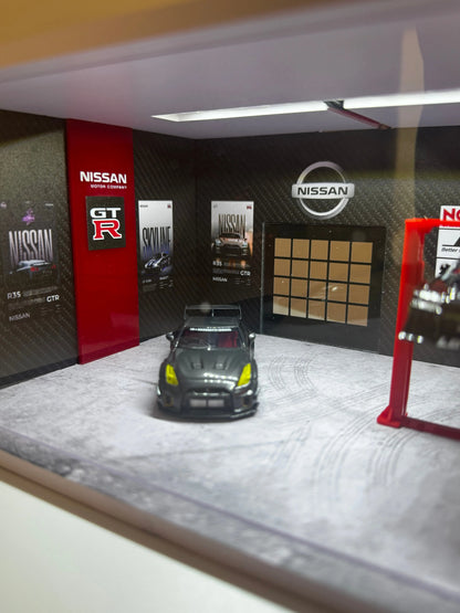 Diorama garage Nissan 1/64 eclairé SVRdiecast