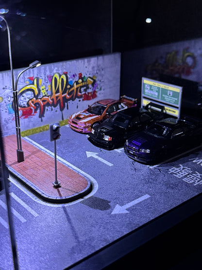 Vitrine diorama rue éclairé | 1/64