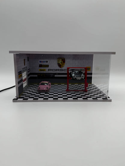 Diorama garage Porsche 1/64 éclairé LED SVRdiecast