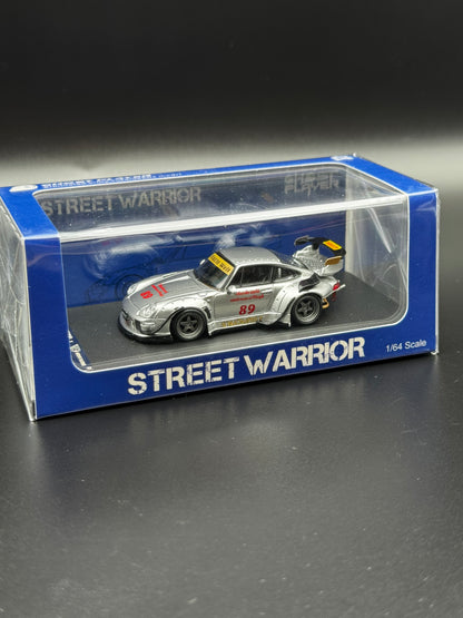 Porsche 993 RWB – Street Warrior × Ghost Player | Silver #89 | 1:64 | Limited Edition 129/499